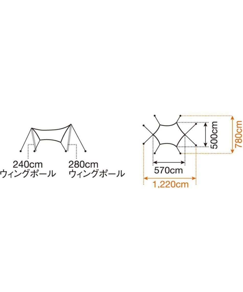 スノーピーク(snow peak) ヘキサタープ ポール付き HDタープシールド