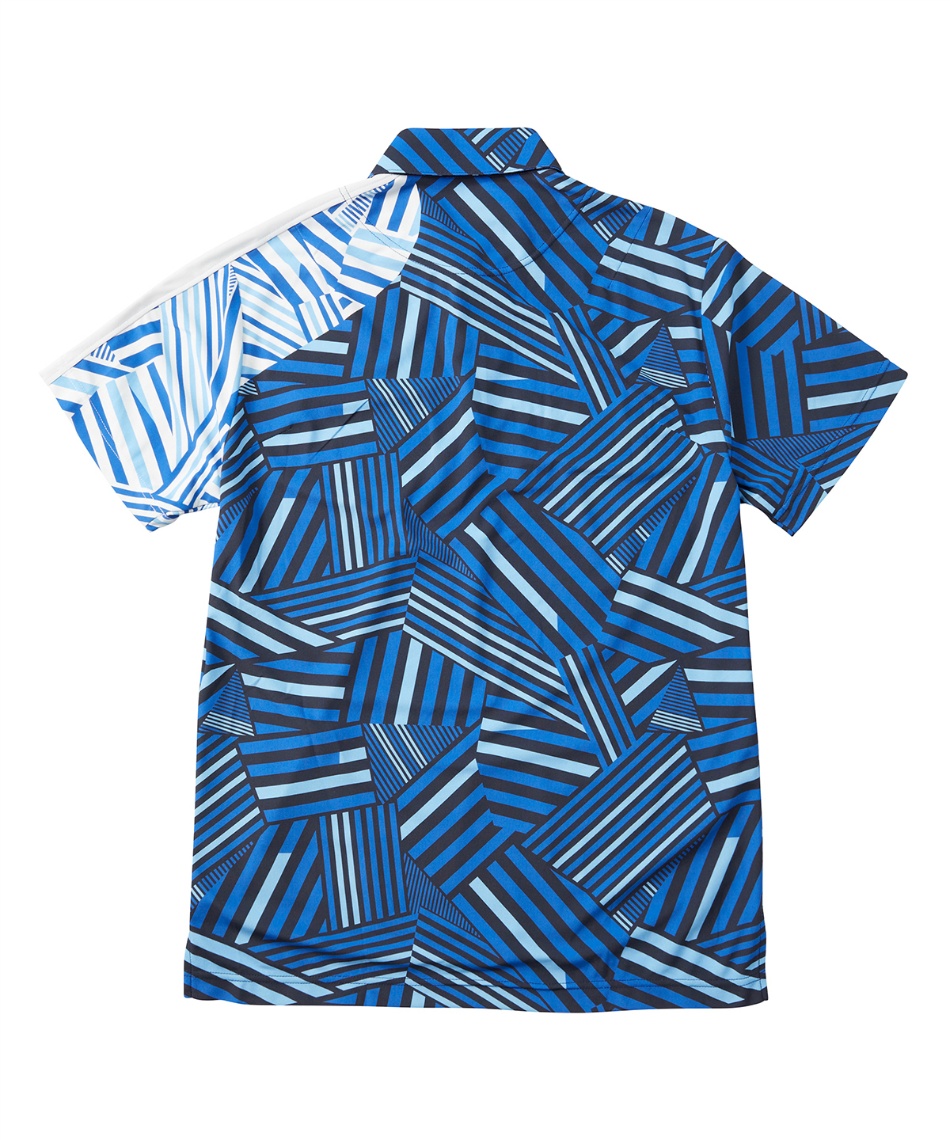 【美品】NEW BALANCE GOLF ゼブラボーダー柄 半袖ポロシャツ L リフレクトロゴボーダージャガード 半袖 カラーシャツ (MENS
