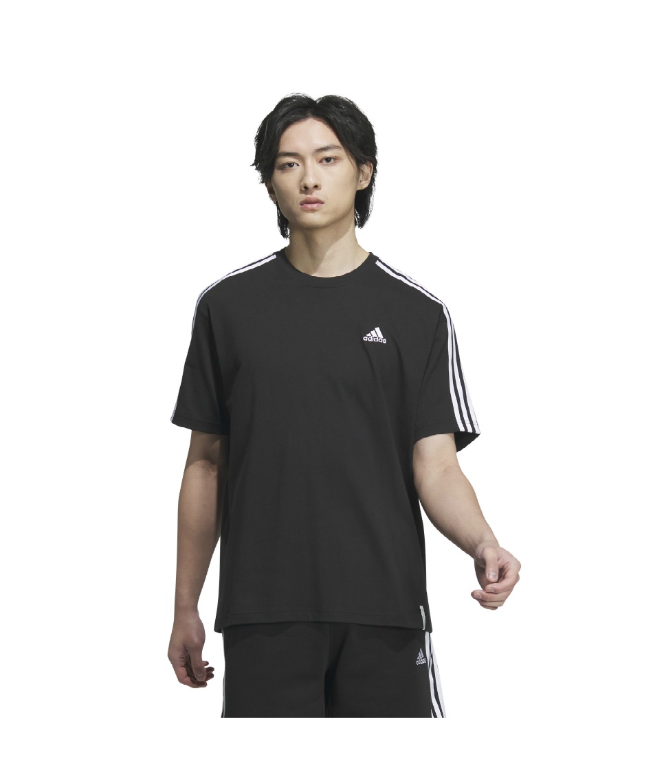【adidas】スリーストライプルーズフィットTシャツ Tシャツ 半袖 エッセンシャルズプラス ルーズフィット スリー