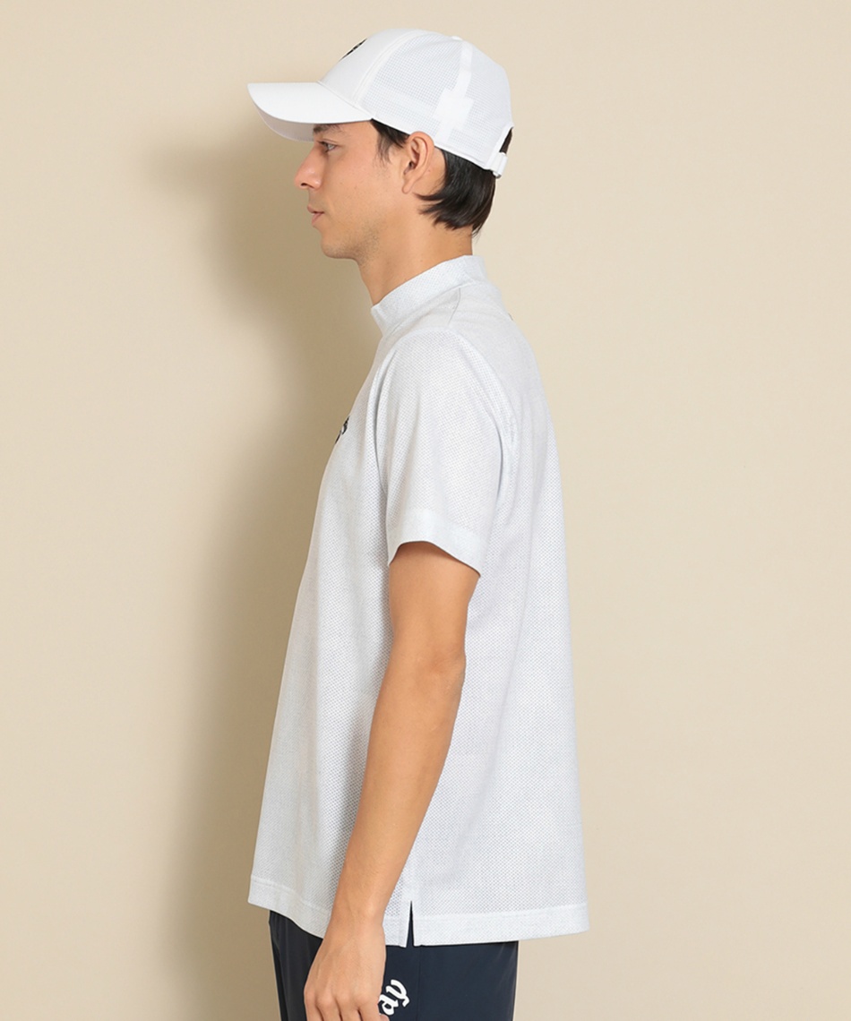 ゴルフウェア 半袖シャツかざあなシャンブレー半袖モックシャツ