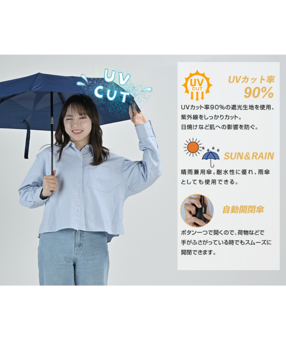 晴雨兼用 折りたたみ傘 ウラワザスリムオート55 UR-SL/AUPL55 【ご自宅