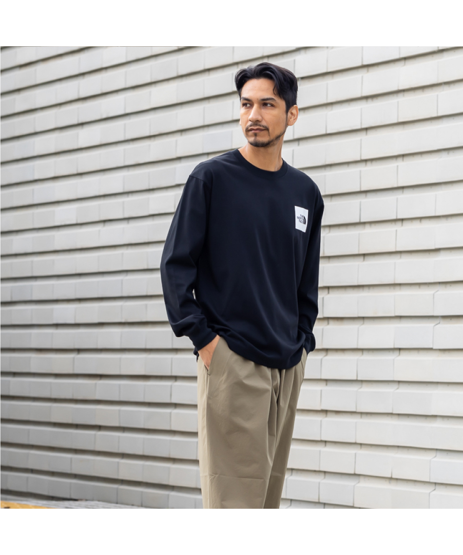 Tシャツ 長袖 ロングスリーブスクエアロゴティー NT82334 K2 【国内