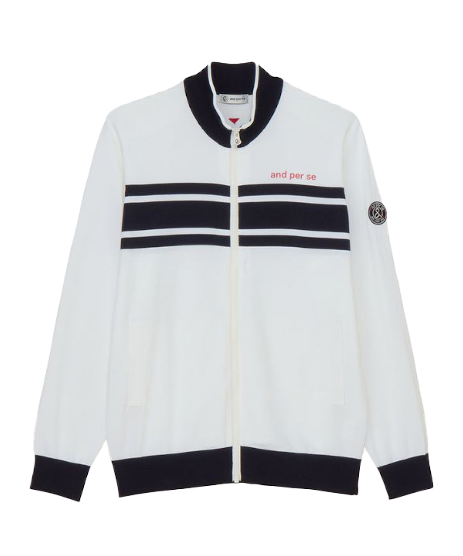 ロックデュードダウンジャケット異素材ニットパーカーゴルフウェア白