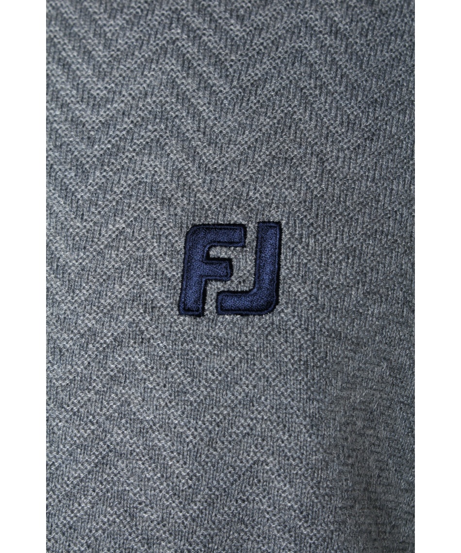 ゴルフウェア セーター ヘリンボーン柄 防風裏地付き 長袖フルジップ