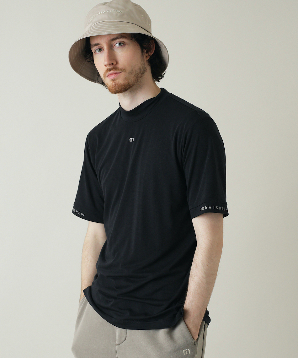 SLDO. モックネック ゴルフシャツ サイズ M 半袖 黒色 COMONGOLF ゴルフウェア メンズ 半袖 春夏 モックネック シャツ