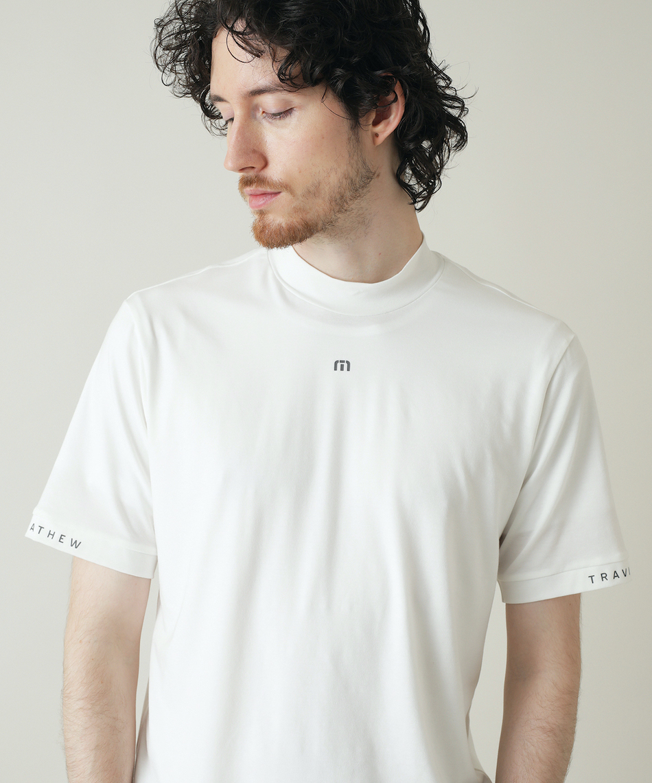 ゴルフウェア 半袖シャツ ワンポイントロゴ半袖モックネック