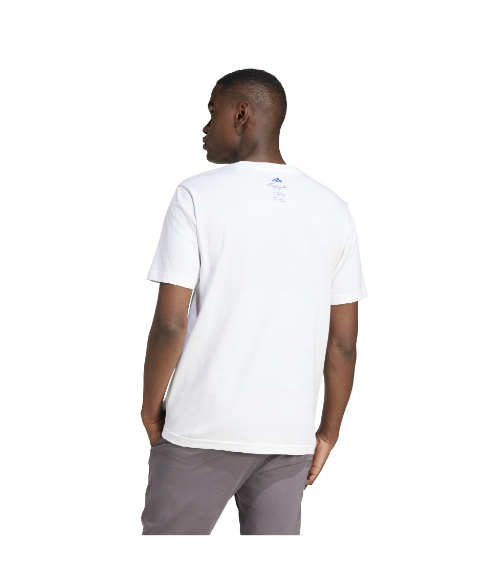 ABOUTアバウトMEN'S TECH T-SHIRT WARM UP 白　L アディダス(adidas) Tシャツ 半袖 ラウンジ ドリンクグラフィック 半袖