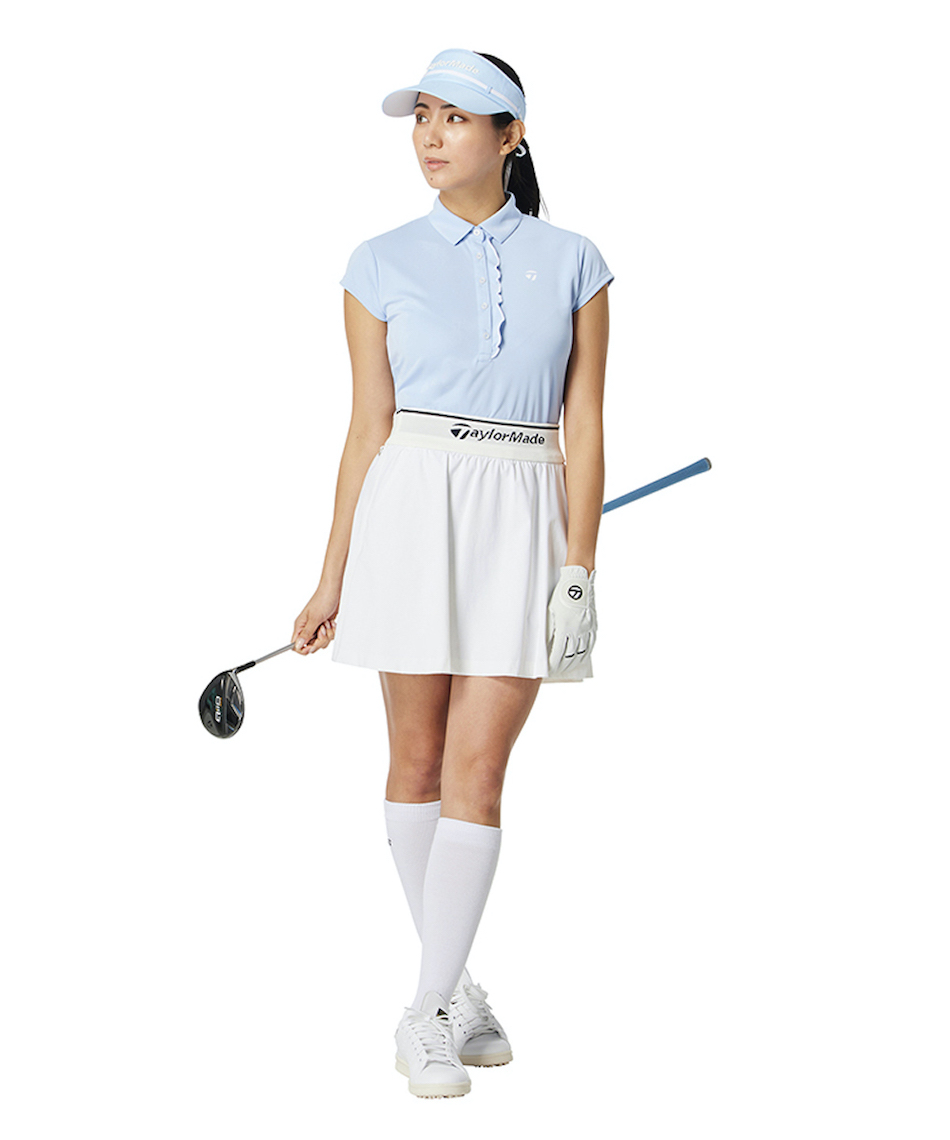 hpi ☆【TAYLORMADE 】ホワイト ポロ☆フリルシャツ テーラーメイド(TaylorMade) ゴルフウェア ポロシャツ 半袖