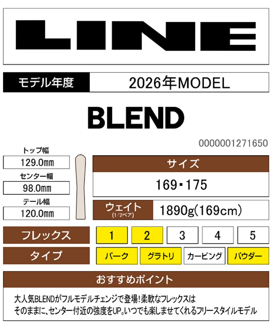 ライン(Line) フリースタイルスキー板 ブレンド BLEND 【国内正規品