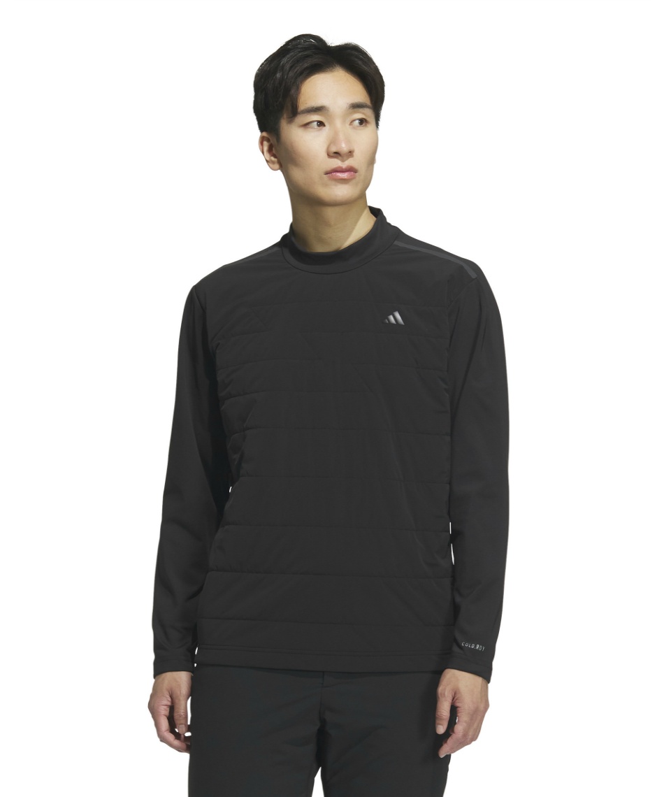 獲得ポイント160pt 【送料無料】アディダス(adidas) ゴルフウェア 長袖シャツ アディゼロ Frost Guard 保温 キルトコンビネーション 長袖モックネックシャツ JWJ83 メンズ ブラック J/M