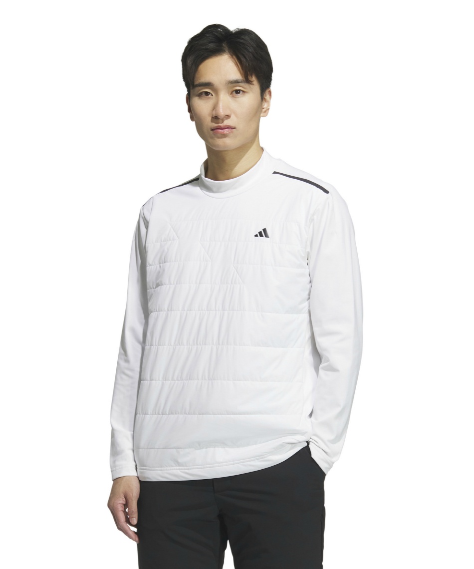 獲得ポイント160pt 【送料無料】アディダス(adidas) ゴルフウェア 長袖シャツ アディゼロ Frost Guard 保温 キルトコンビネーション 長袖モックネックシャツ JWJ83 メンズ ホワイト J/S