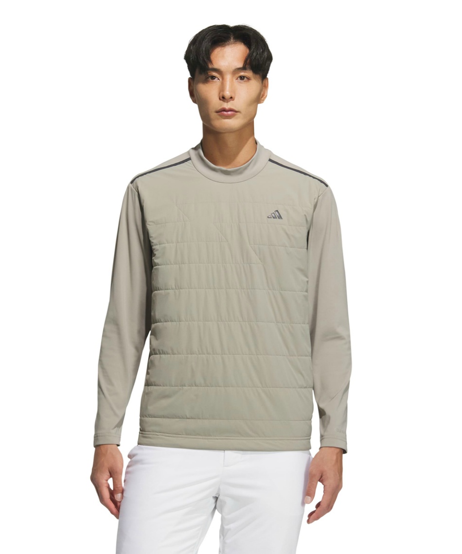獲得ポイント160pt 【送料無料】アディダス(adidas) ゴルフウェア 長袖シャツ アディゼロ Frost Guard 保温 キルトコンビネーション 長袖モックネックシャツ JWJ83 メンズ パテベージュ J/XL