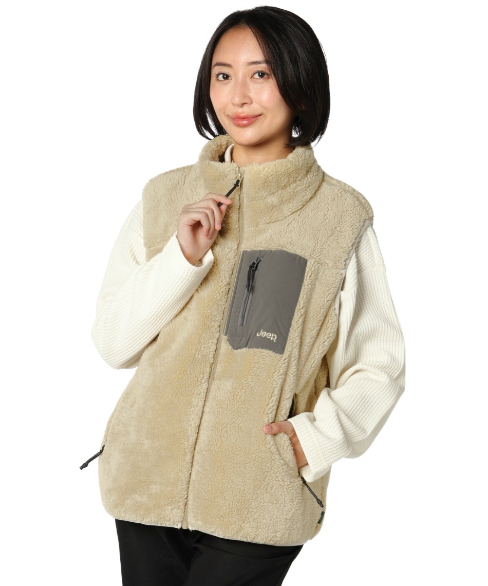【完売品】jeep ダウンベスト フリース アイボリー セット Mサイズ jeep ダウンベストの通販