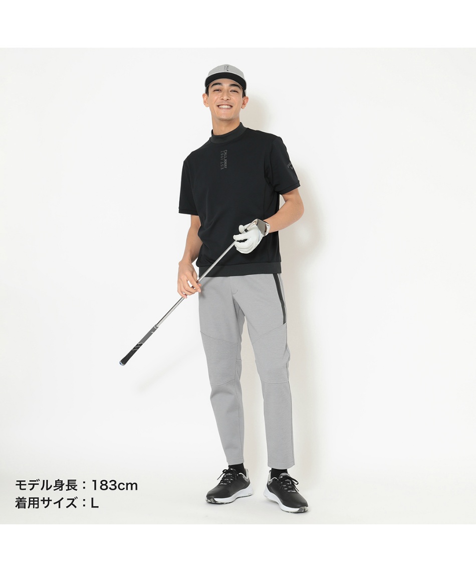 キャロウェイ モックネック ウェア ライトグレー Lサイズ ♭ キャロウェイ(Callaway) ゴルフウェア 半袖シャツ 裏クール半袖