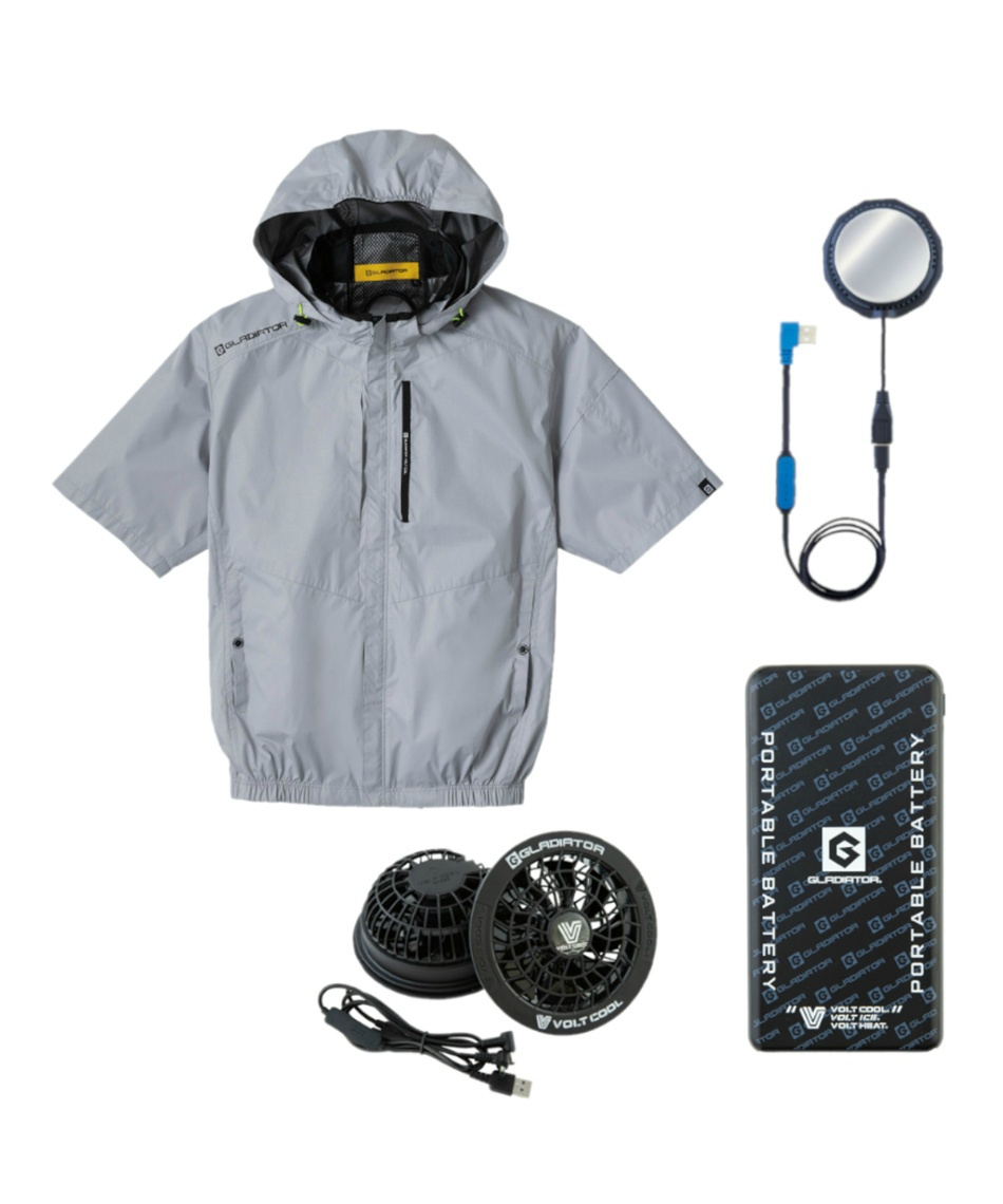 GLADIATOR G-5220 半袖空調服ファンバッテリーACアダプター付き グラディエーター(GLADIATOR) 空調ウェア 半袖ブルゾン ボルトクール