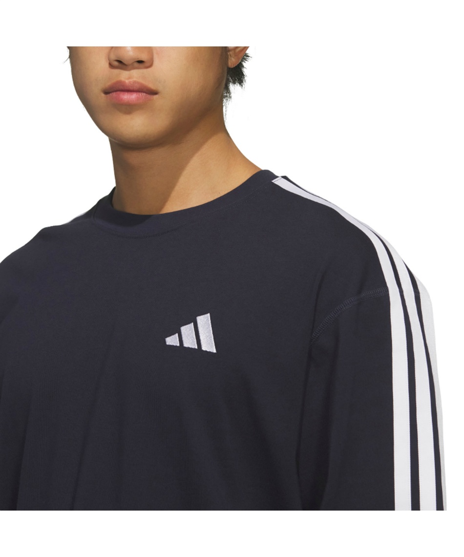 Tシャツ 長袖 エッセンシャル プラス ルーズフィット スリーストライプ