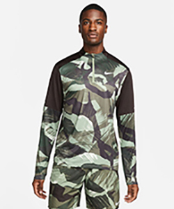 ランニングウェア Tシャツ 長袖 DF エレメント カモ ハーフジップ LS