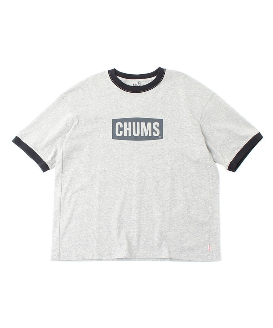 【新品✨タグ付き】CHUMS チャムス 半袖シャツ ロゴ刺繍 カラビナ グレーL チャムス(CHUMS) Tシャツ 半袖 オーバーサイズドリンガー