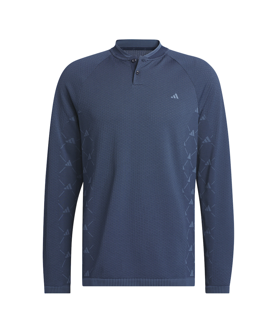 新品 アディダス ゴルフ スタンドカラー 長袖 シャツ 大きめ ネイビー M アディダス(adidas) ゴルフウェア 長袖シャツ PRIMEKNIT サイド