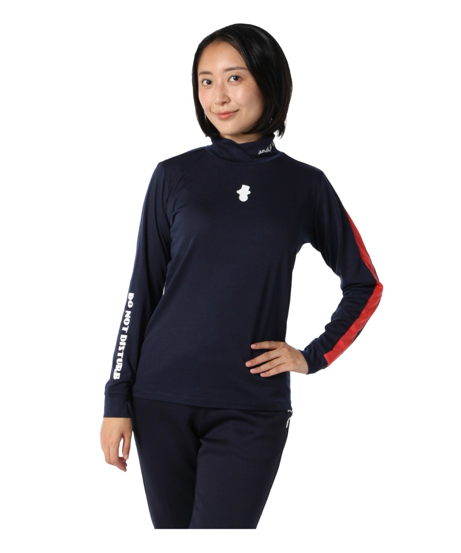 and per se AFF9213W5 / アンパスィ ウールmixメリノ長袖ハイネックシャツ レディース 2023年 ネイビー/ホワイト/チャコールグレー/ブルー/レッド アンパスィ レディース ハイネック 長袖 シャツ ウール mix