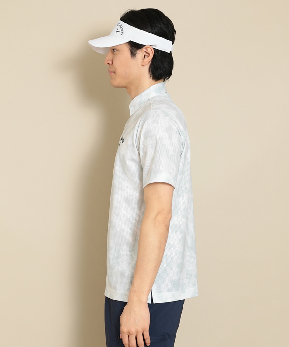 ゴルフウェア 半袖シャツかざあなメッシュムラ染半袖ポロ