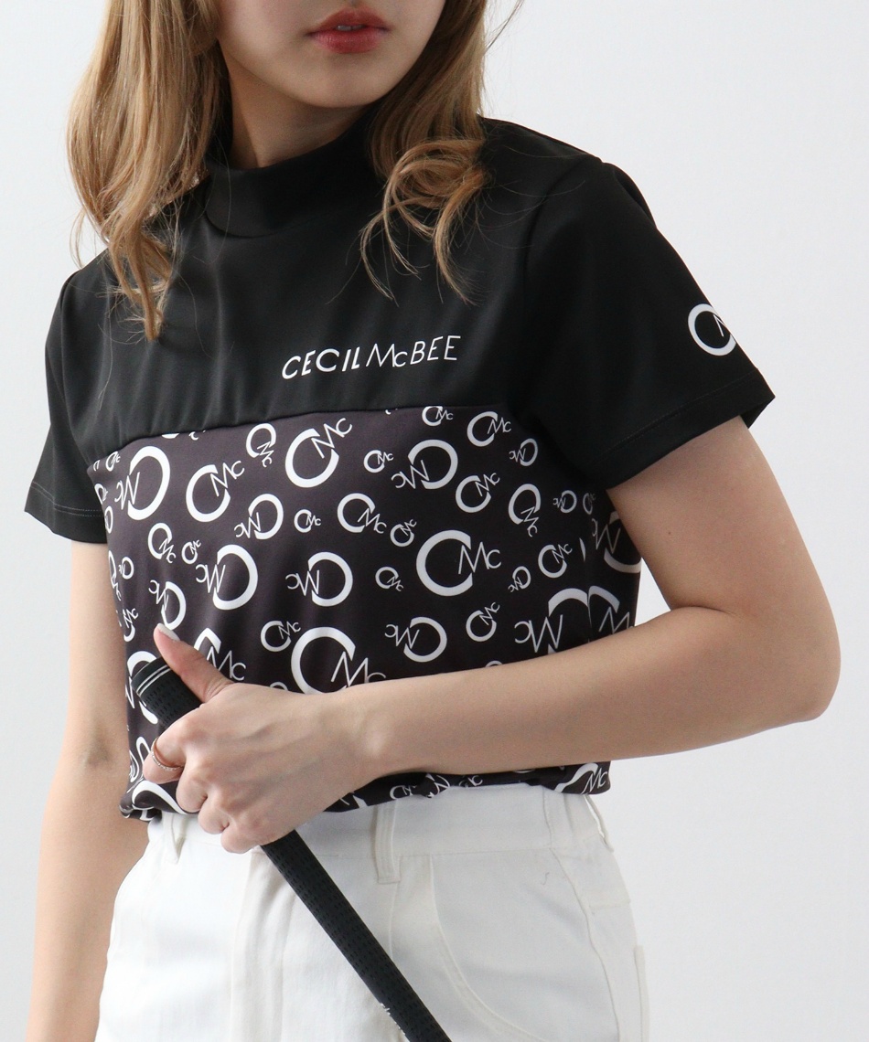 セシルマクビー グリーン(CECIL McBEE green) ゴルフウェア 半袖シャツ 切替オールオーバーMN半袖シャツ CGS2511TE