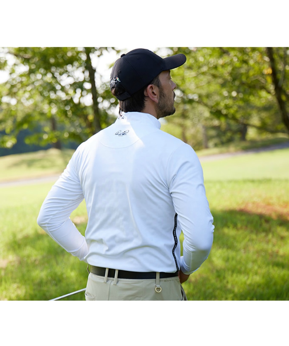 ゴルフウェア 長袖シャツ チェックエンボス長袖モックネックシャツ