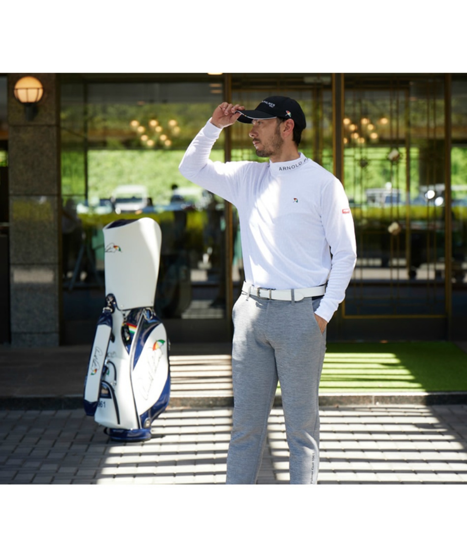 ゴルフウェア 長袖シャツ チェックエンボス長袖モックネックシャツ