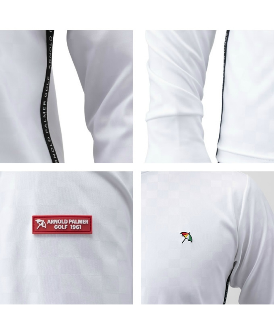 ゴルフウェア 長袖シャツ チェックエンボス長袖モックネックシャツ