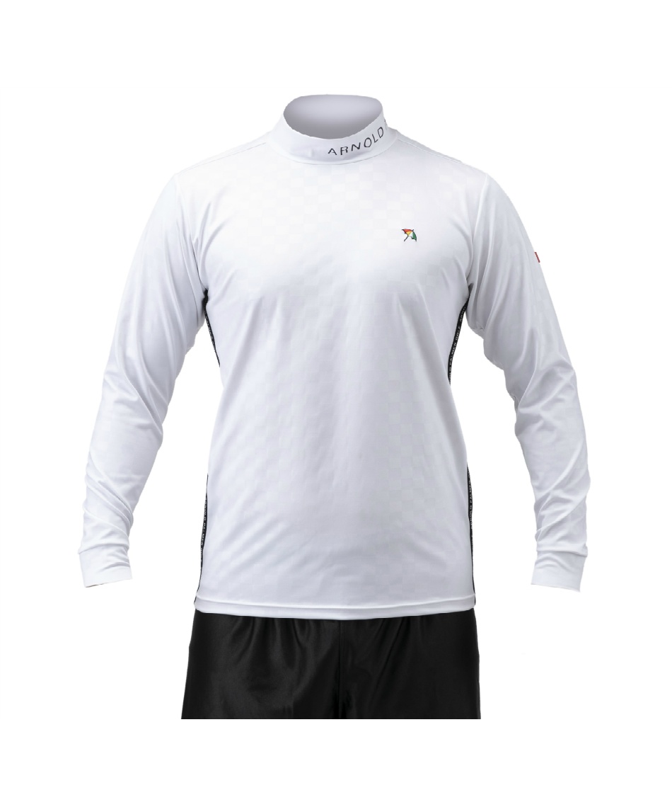 ゴルフウェア 長袖シャツ チェックエンボス長袖モックネックシャツ