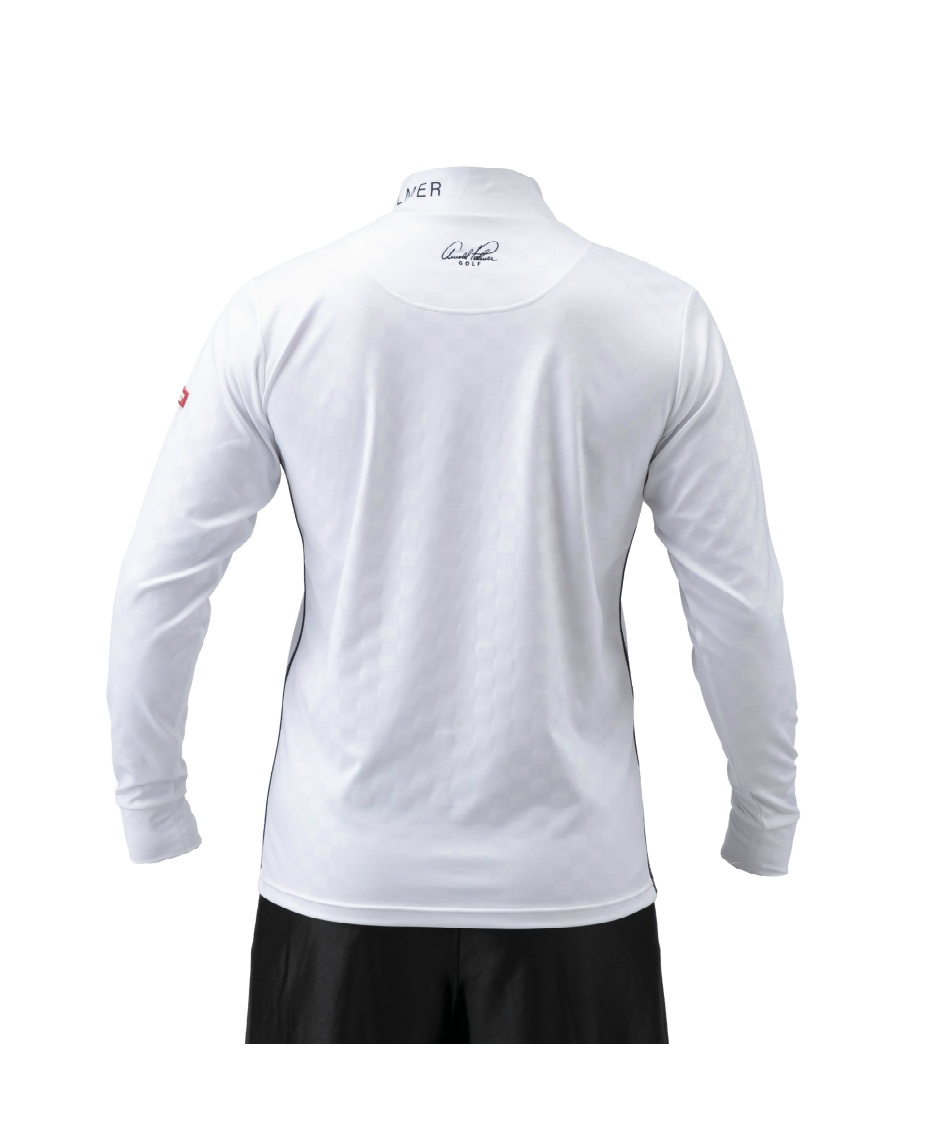 ゴルフウェア 長袖シャツ チェックエンボス長袖モックネックシャツ