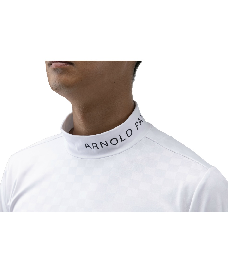 ゴルフウェア 長袖シャツ チェックエンボス長袖モックネックシャツ