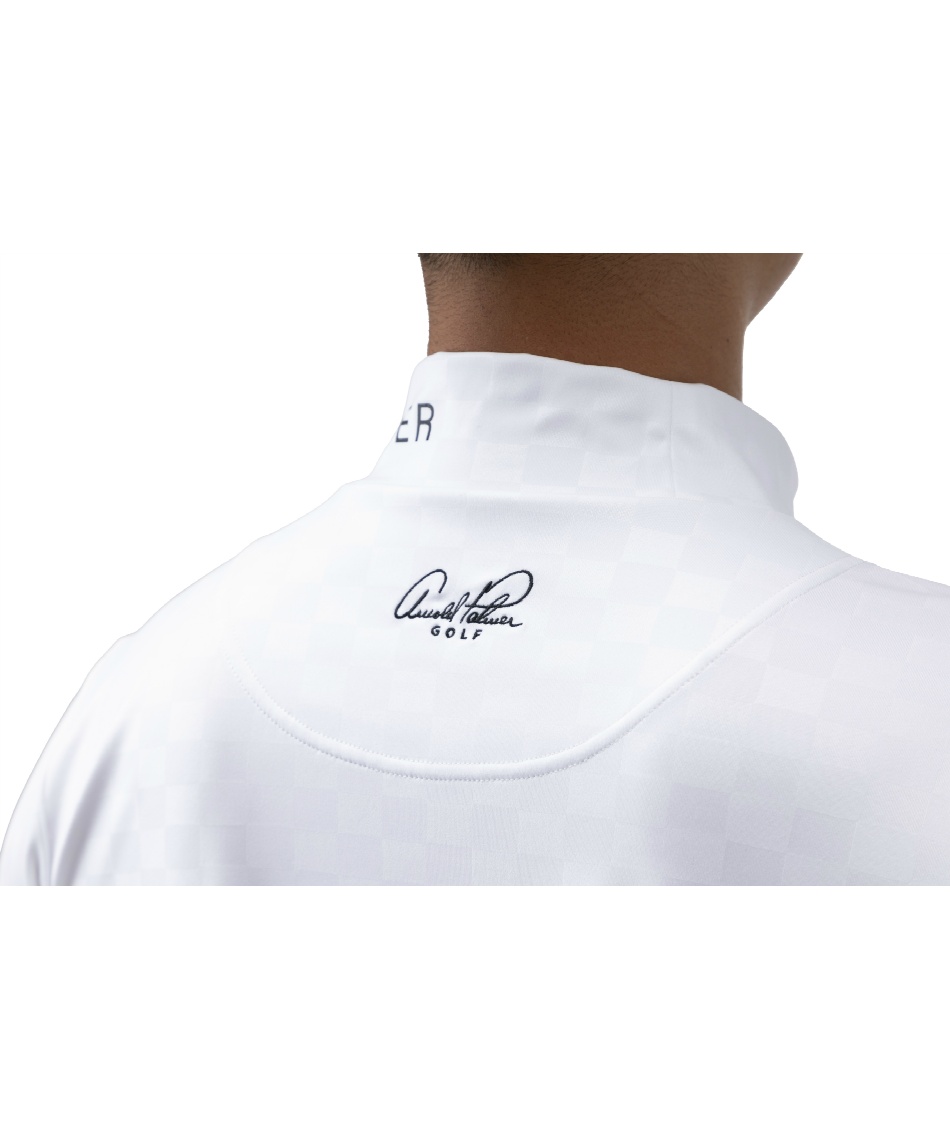 ゴルフウェア 長袖シャツ チェックエンボス長袖モックネックシャツ