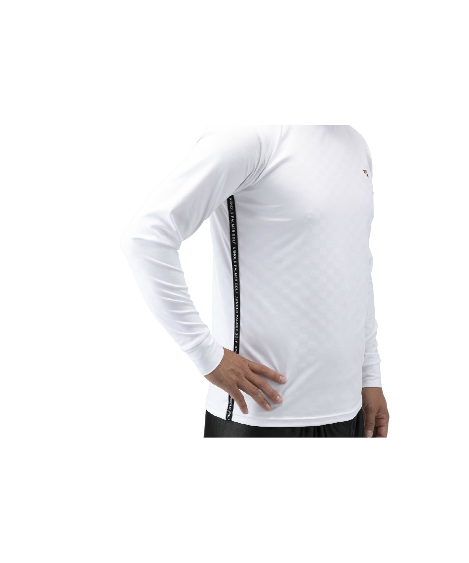 ゴルフウェア 長袖シャツ チェックエンボス長袖モックネックシャツ