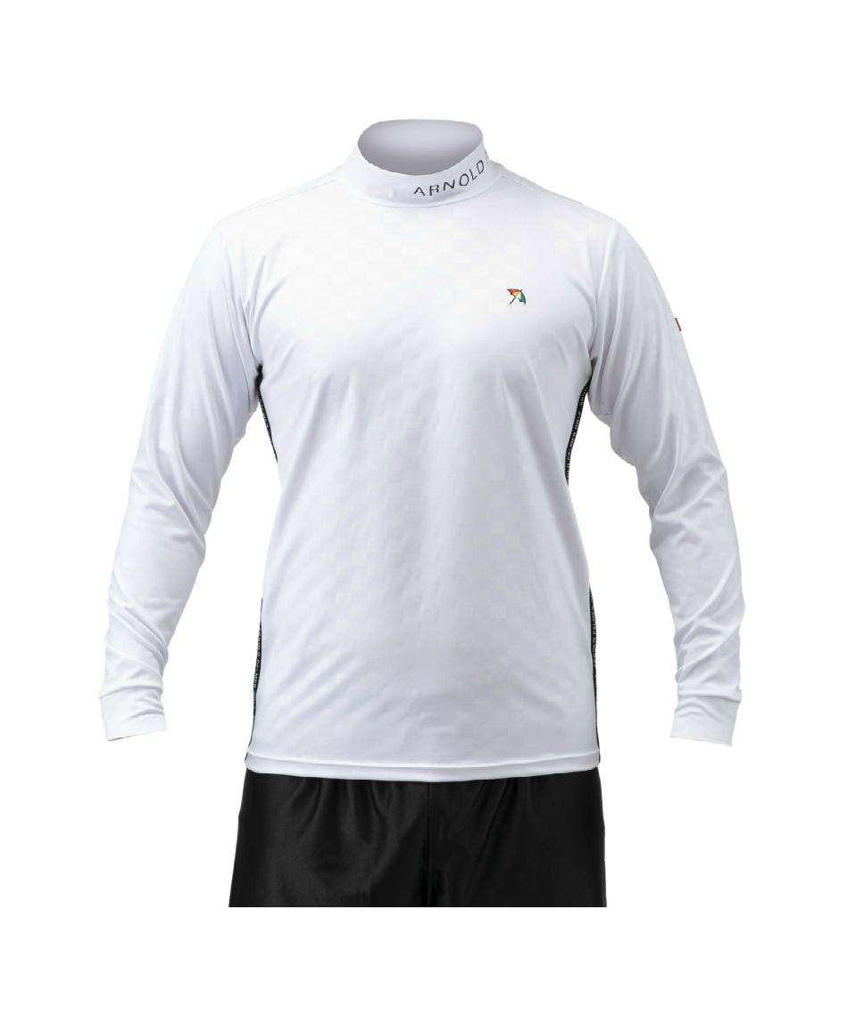 ゴルフウェア 長袖シャツ チェックエンボス長袖モックネックシャツ