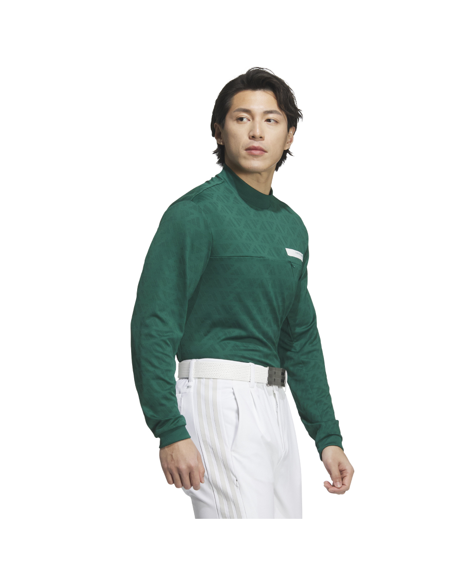 ゴルフウェア 長袖シャツ ジャガードUVケア付き モックネック長袖