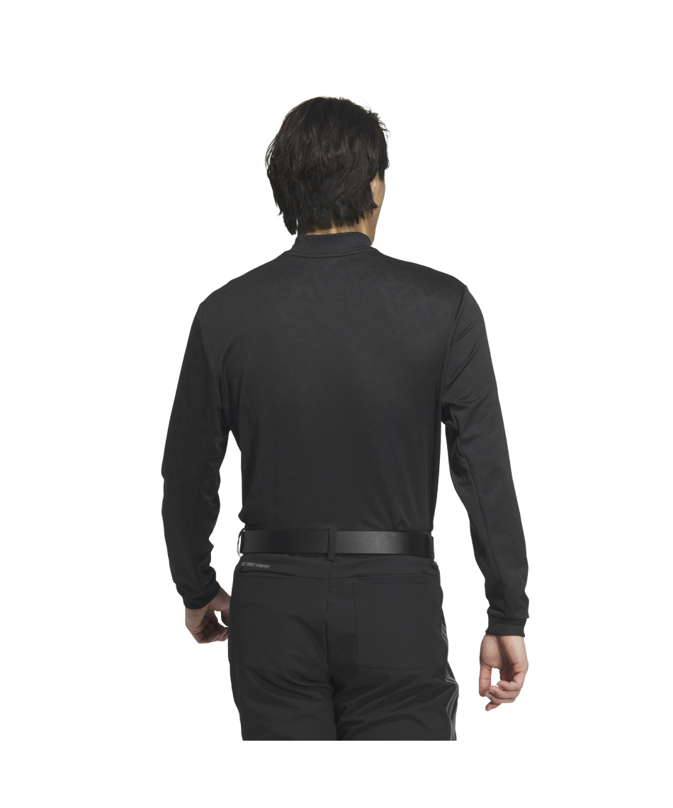 ゴルフウェア 長袖シャツ ジャガードUVケア付き モックネック長袖