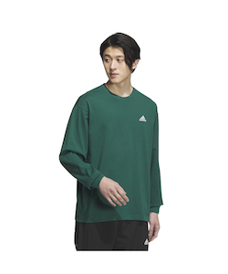 ESSENTIALS / アーチロゴ長袖Tシャツ/S/コットン/カーキ Tシャツ 長袖エッセンシャルズ プラス ルーズフィット スモールロゴ