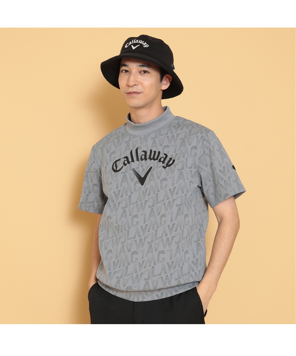 ゴルフウェア スウェット ロゴプリントハーフゲージ半袖スウェット