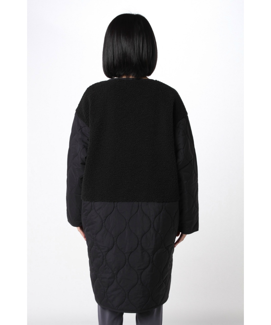 ロングコートボア切替キルトノーカラーロングコートAL451105C72