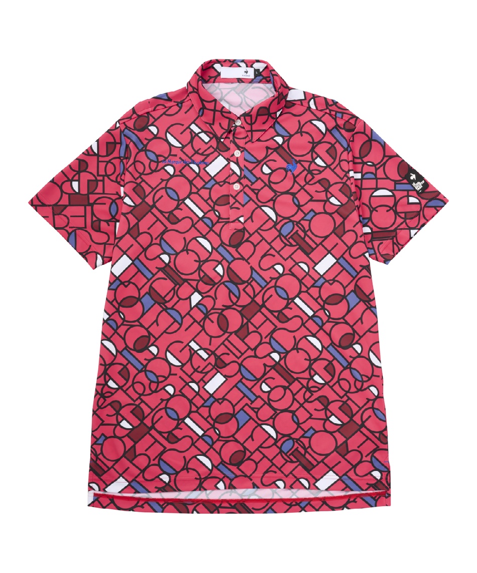 ゴルフウェア ポロシャツ 半袖 モンドリアングラフィック小柄