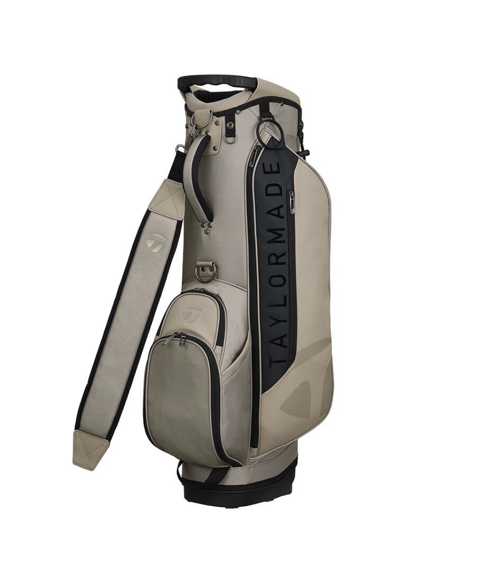 ※美品TaylorMadeスタンド式キャディバッグ ベージュ/黒フード無 int スタンドキャディバッグ A-コレクション スタンドバッグ UN738 【国内