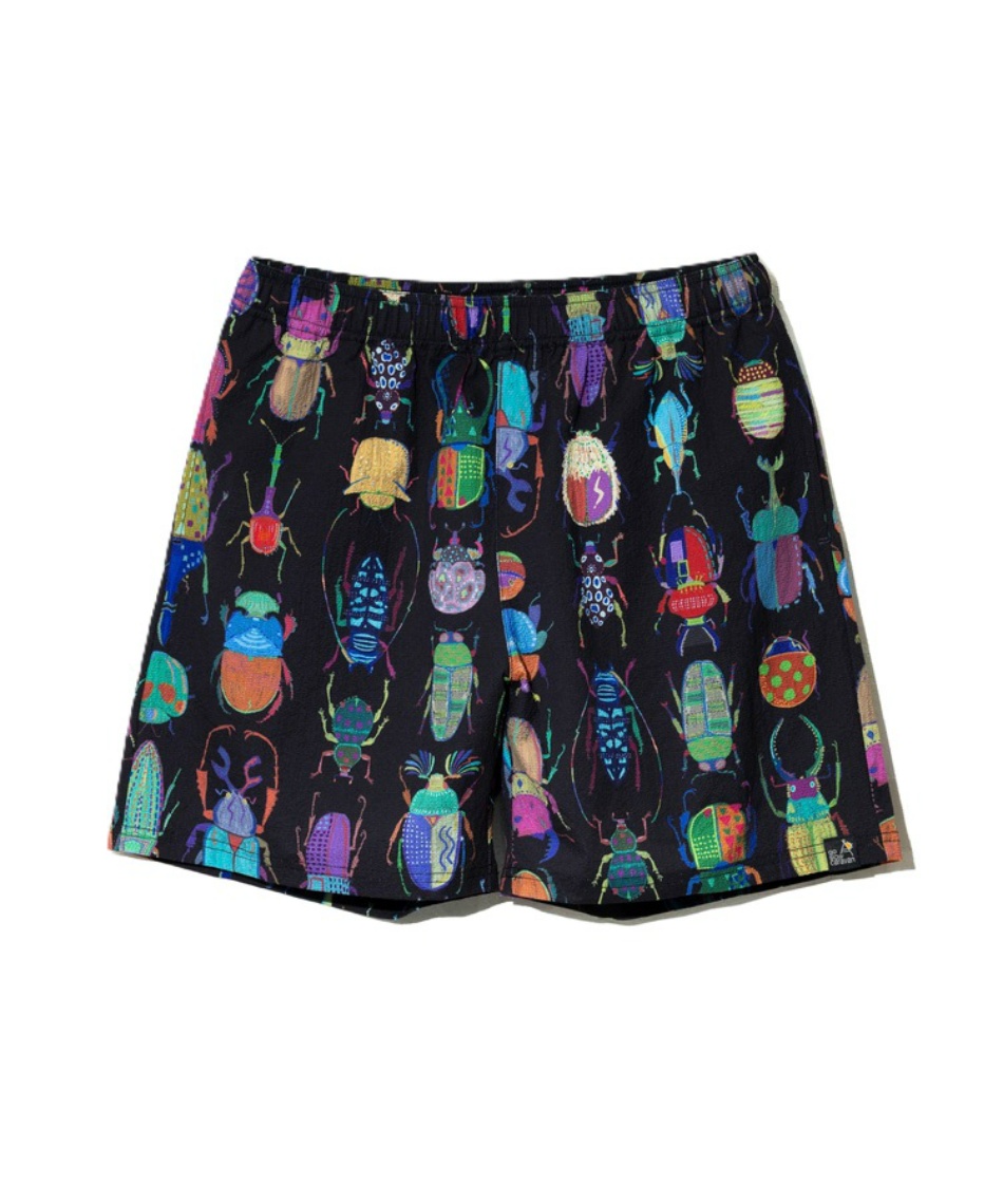 緋燗華 ショートパンツ ストレッチサッカー総柄プリントイージー