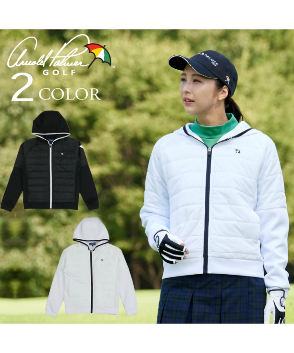 【極美品】アーノルドパーマーゴルフ　軽量フルジップダウンベスト　白 Arnold Palmer（アーノルドパーマー） ゴルフウェア アウターベスト