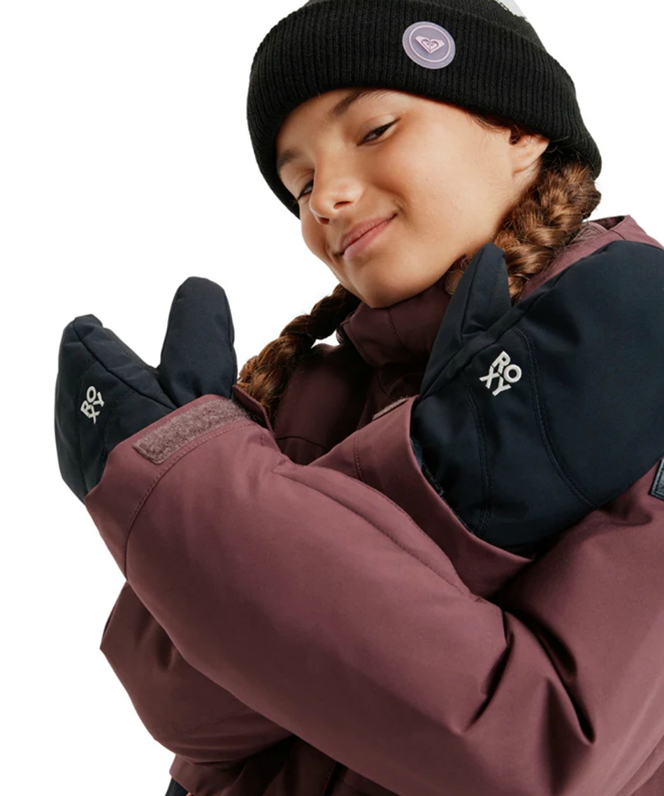 ROXY スノーボードウェアセット 女性用　手袋とニット帽付き ロキシー(ROXY) スキー スノーボード グローブ ミトン キッズ JETTY