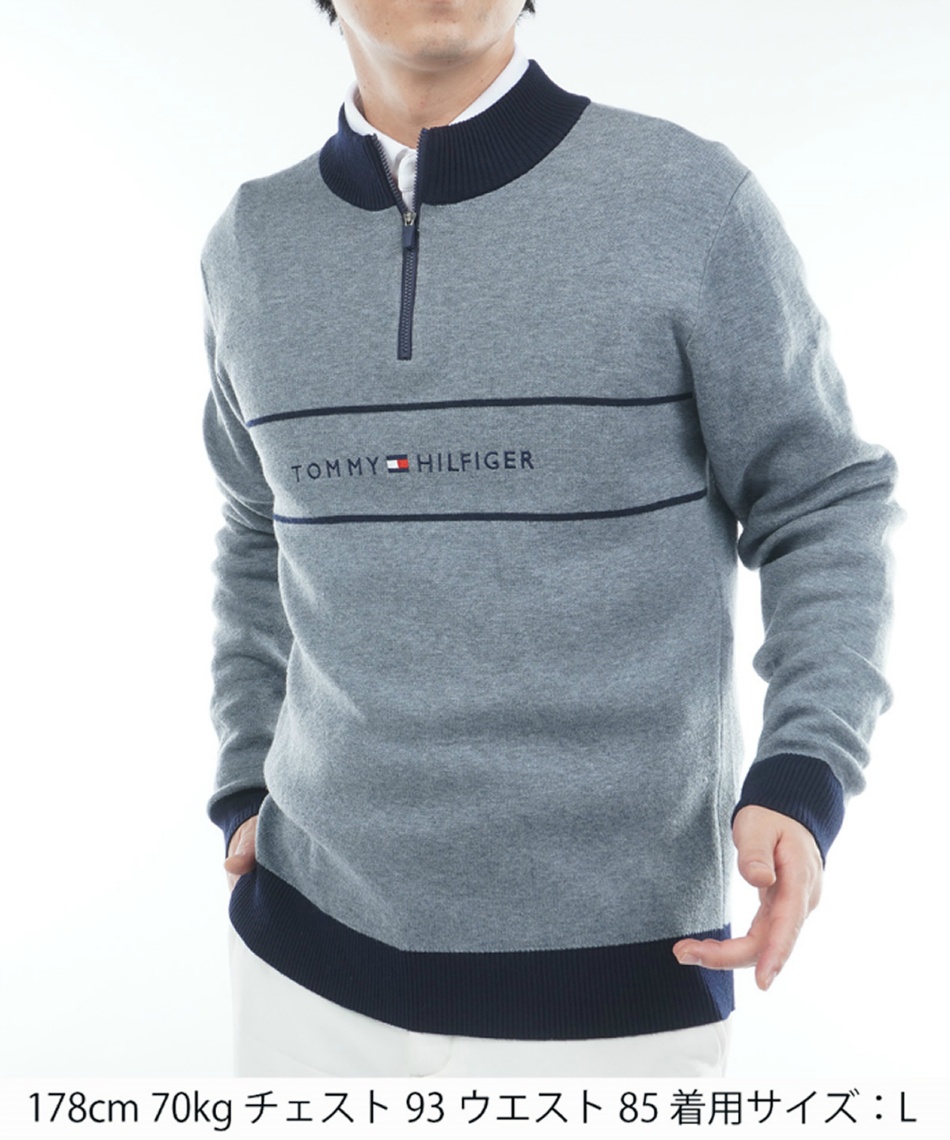 ゴルフウェア セーター フロントロゴ ハーフZIPモックネックニット