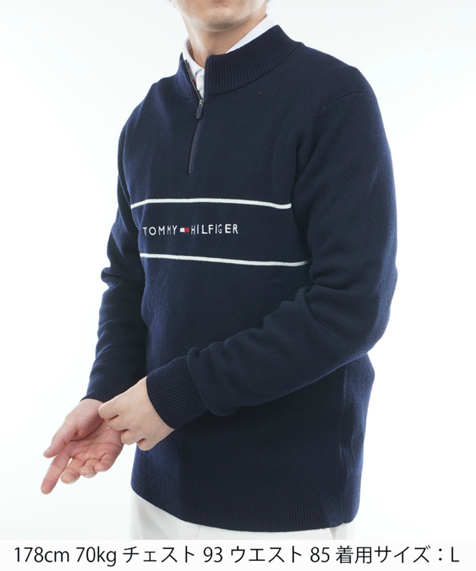 ゴルフウェア セーター フロントロゴ ハーフZIPモックネックニット