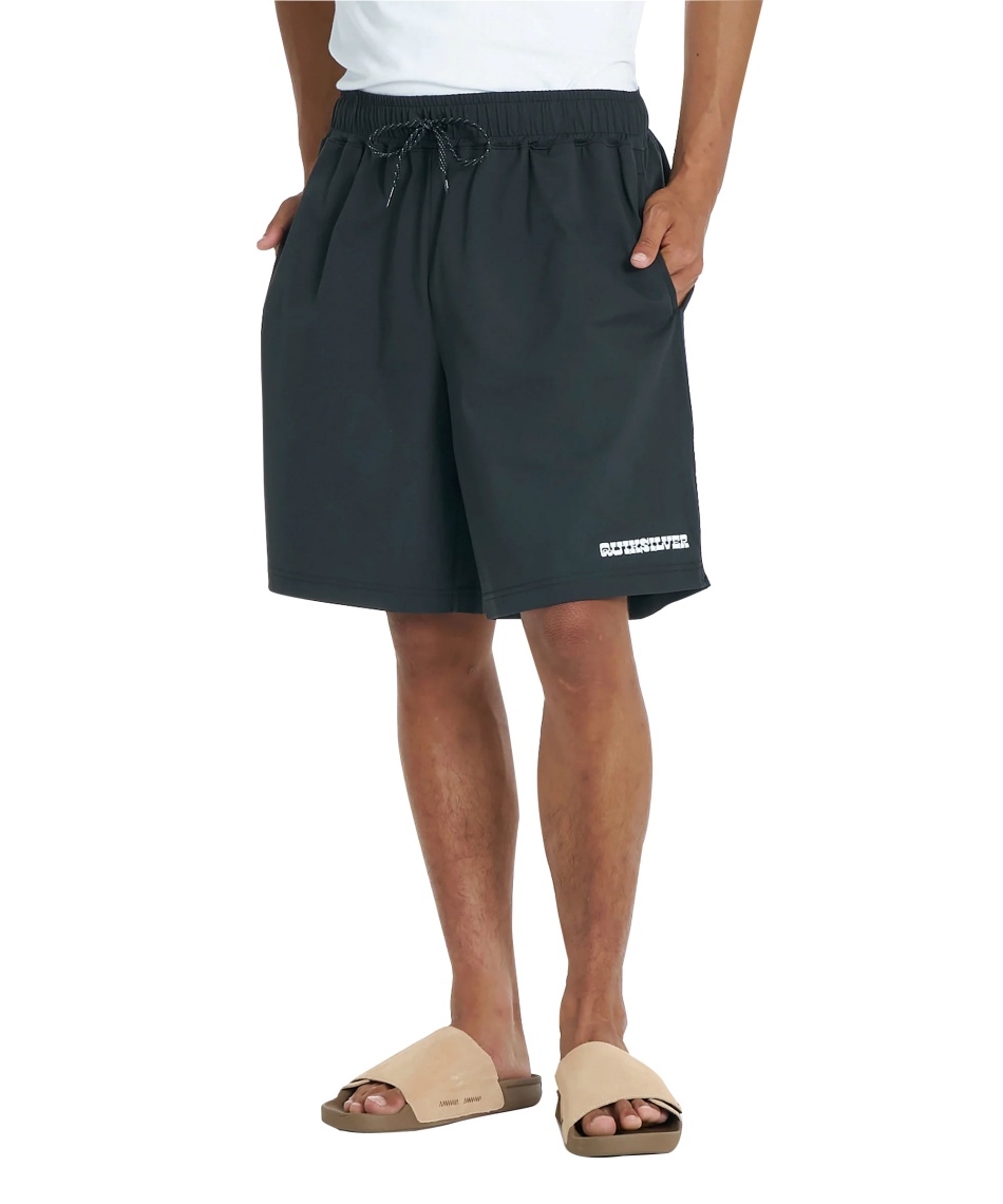 �l���|�C���g59pt �y���������z�N�C�b�N�V���o�[(QUIKSILVER) �V���[�g�p���c SIGN BAGGY SHORTS �V���[�g�p���c QWS262002 �y�������K�i�z �����Y BLK M