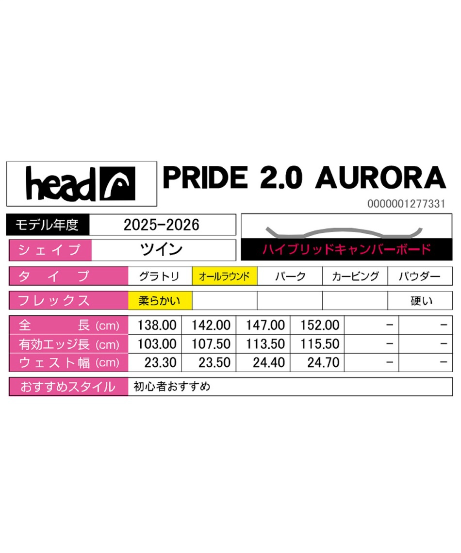 スノーボード 3点セット PRIDE 2.0 AURORA+BASE++SUPERB ボード板＋