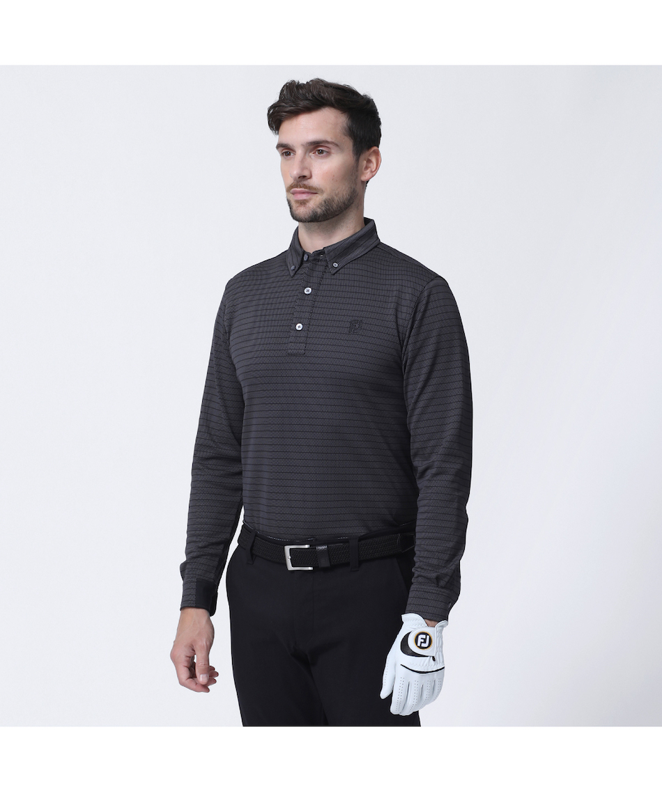 フットジョイ(FootJoy) ゴルフウェア ポロシャツ 長袖 バーズアイジャ